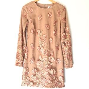 Dress The Population Nude Sequin Floral Dress L